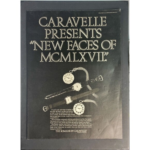 Caravelle Presents "The Romans Wristwatch With New Faces" Vintage Print Ad 1967 - Picture 3 of 3